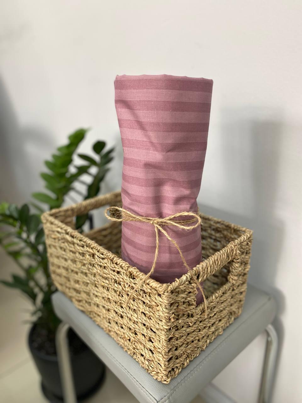 Комплект постельного белья в полоску хлопковый евро 200х220/70х70 см Сливовый (14824650) - фото 4