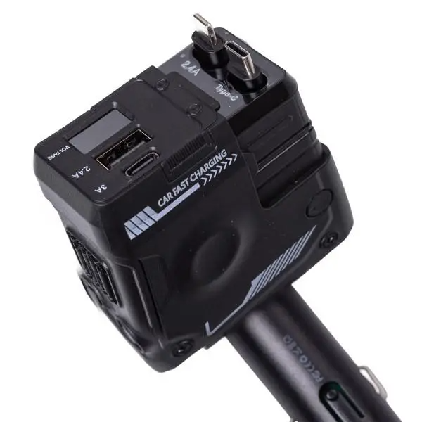 Зарядное устройство автомобильное 4в1 с выдвижным кабелем Черный (HP-A1B)