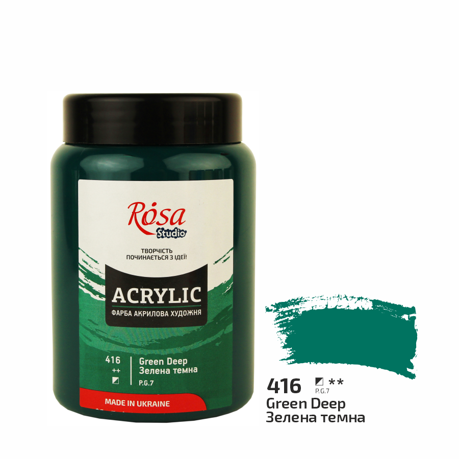 Акриловая краска ROSA Studio 322419416 6 шт. 400 мл Темно-зеленый/416 (4823098522652) - фото 1 Акриловая краска ROSA Studio 322419416 6 шт. 400 мл Темно-зеленый/416 (4823098522652) - фото 1