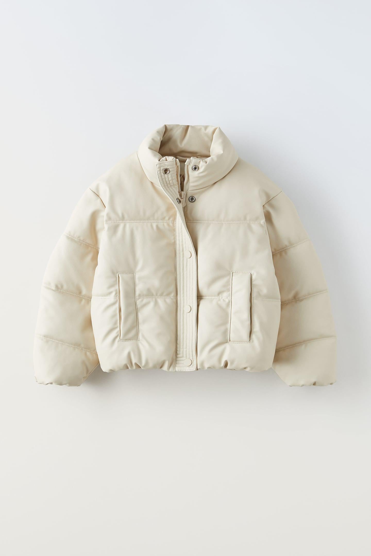 Куртка стеганая Zara из кожзама для девочки 152 см Бежевый (6318701286)