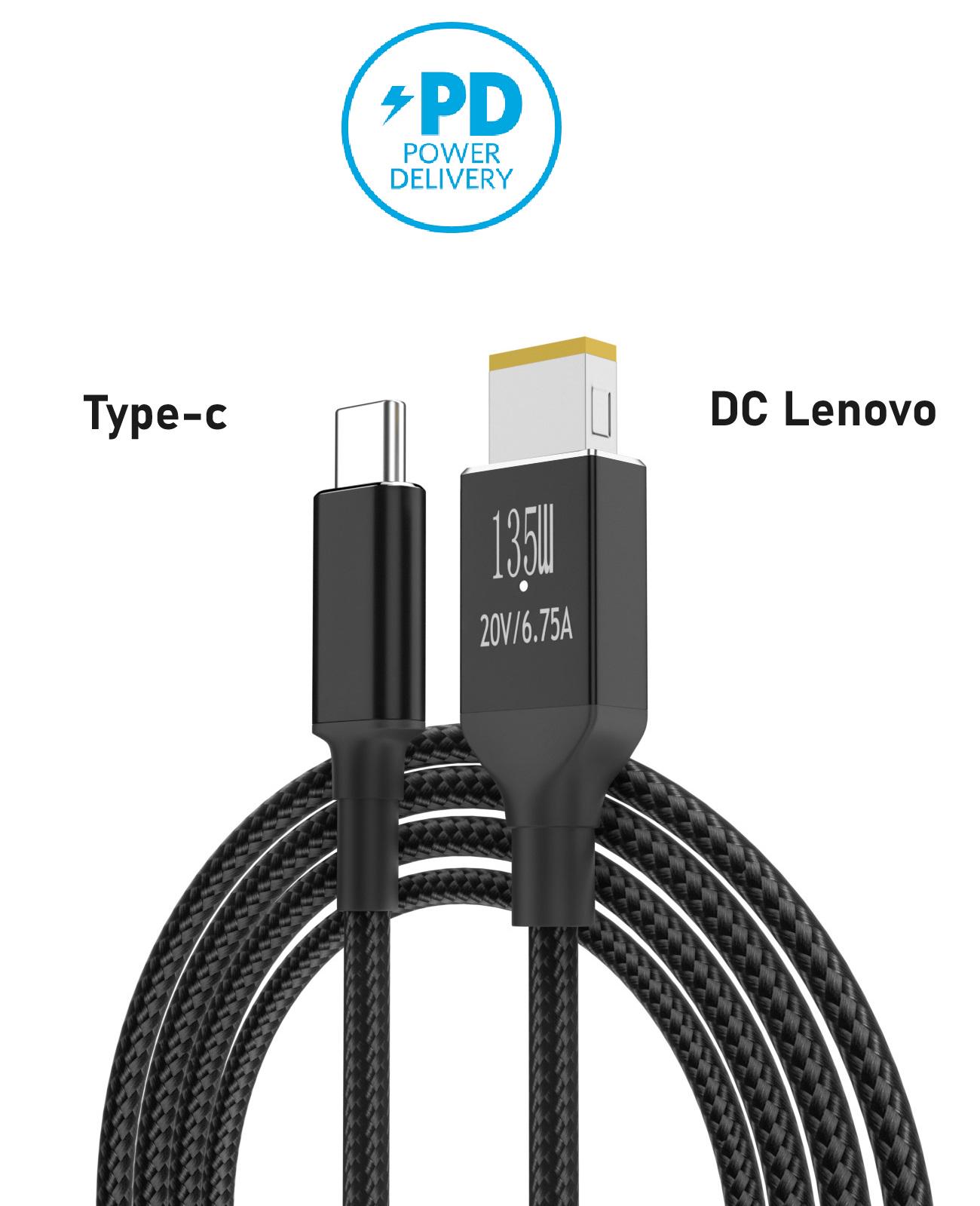 Кабель USB Type-c DC 135W 10,0x6,0 Lenovo Thinkpad 20V 6,75A для заряджання ноутбука з PD тригером 2 м (0397) - фото 4