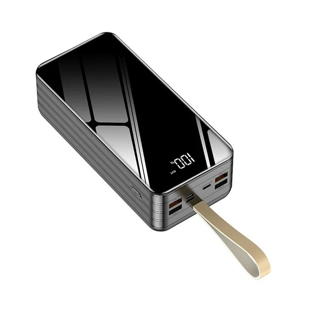 Повербанк Mega Thunder Zeus с LED-фонариком встроенными кабелями 30000 mAh Черный (LM-123-289)