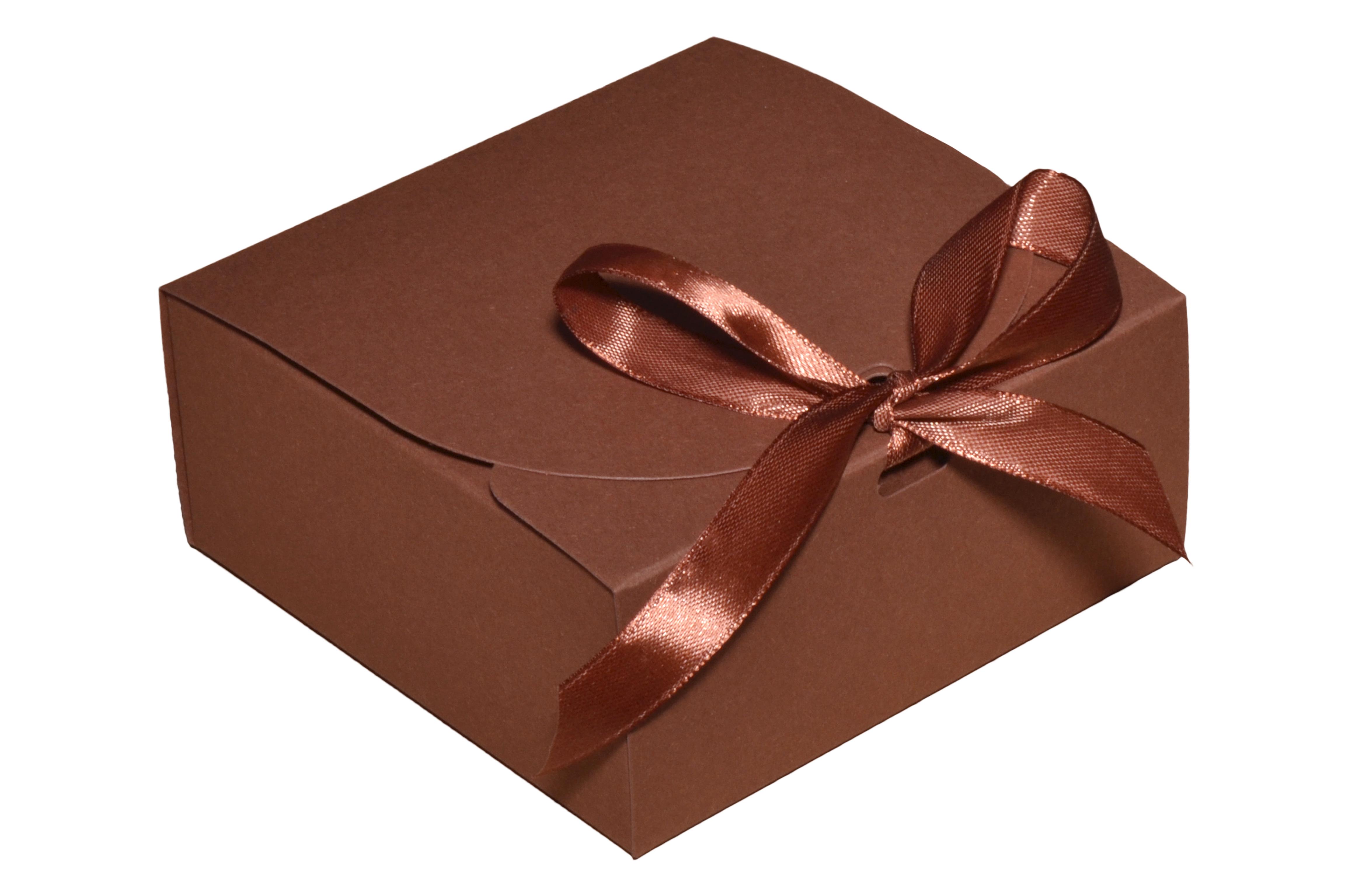 Коробка для подарков с бантом 11,5х11,5х5 см Коричневый (467627059)