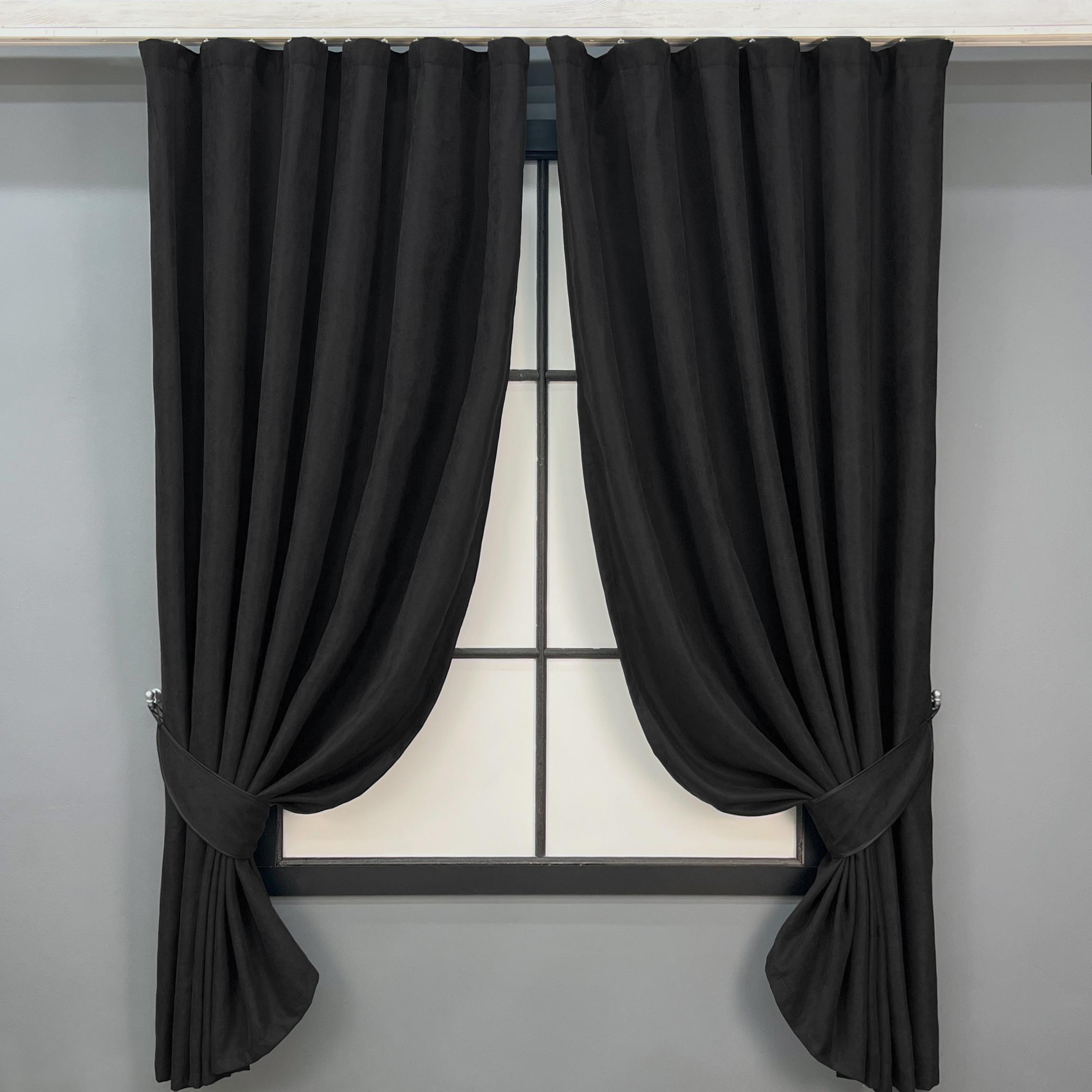 Комплект коротких штор VR-Textil микровелюр Petek YL №2017ш 130х170 см 2 шт. Черный (35-0434)