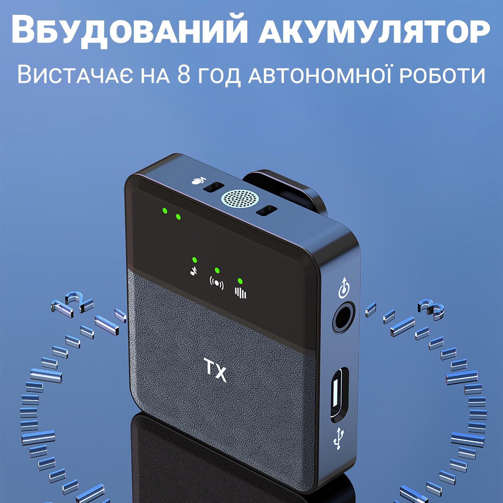 Радиомикрофон двойной петличный Savetek P37-2 с Lightning и Type-C разъемами для iPhone/Android - фото 11