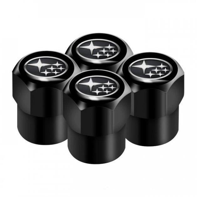 Набор колпачков на ниппель для автомобиля SUNROZ Caps Short Subaru 4 шт. Black