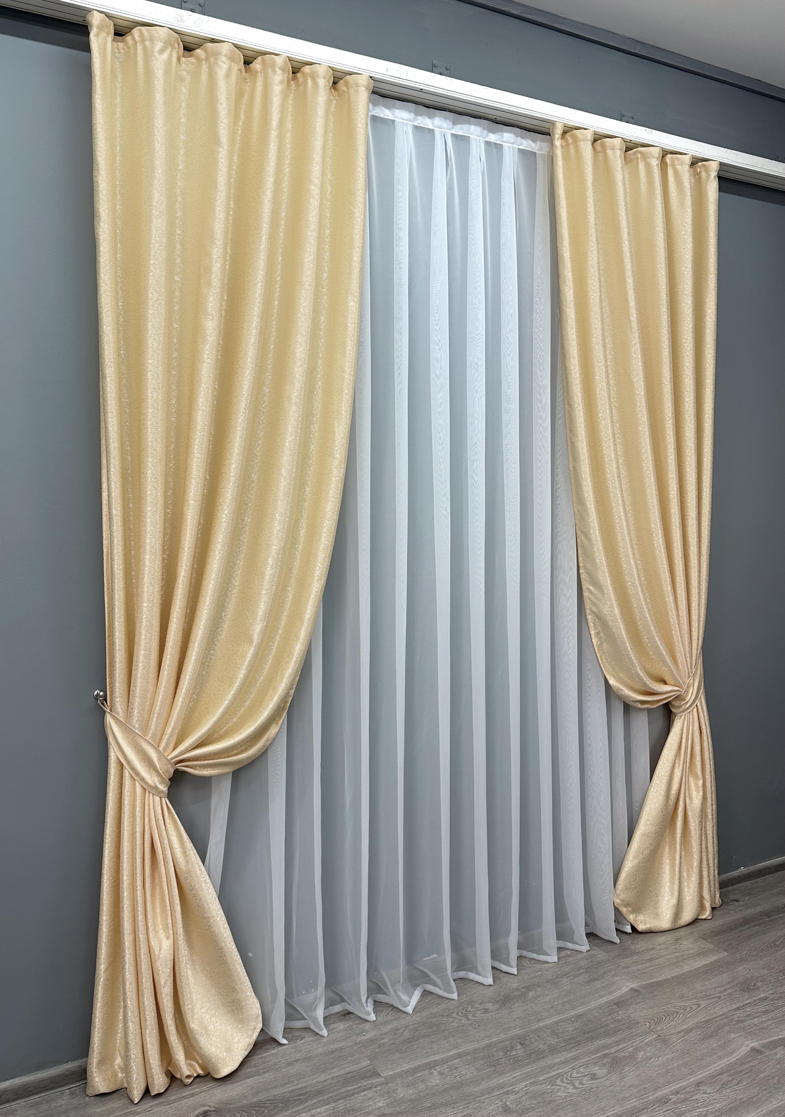 Комплект штор VR-Textil № 1727ш жаккард 150х285 см 2 шт. Кремовый (33-0649) - фото 2 Комплект штор VR-Textil № 1727ш жаккард 150х285 см 2 шт. Кремовый (33-0649) - фото 2