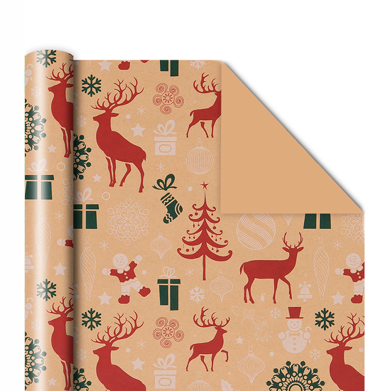Бумага упаковочная PPW PAPER Lesko PZ044-2 Олени-Подарки