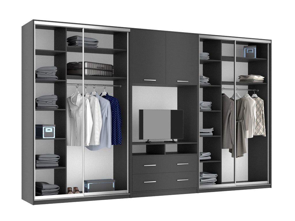 Шкаф-купе Mebel Star ECO Max TV 397х60х240 см Антрацитовый (24111386)