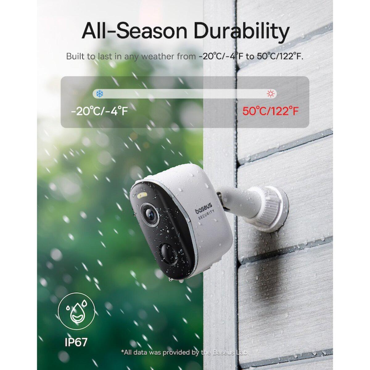 Камера IP відеоспостереження Baseus Security N1 Plus Outdoor Camera 2K 2 шт. 9600 mAh 2304х1296 White (S0TY002132) - фото 8 Камера IP відеоспостереження Baseus Security N1 Plus Outdoor Camera 2K 2 шт. 9600 mAh 2304х1296 White (S0TY002132) - фото 8