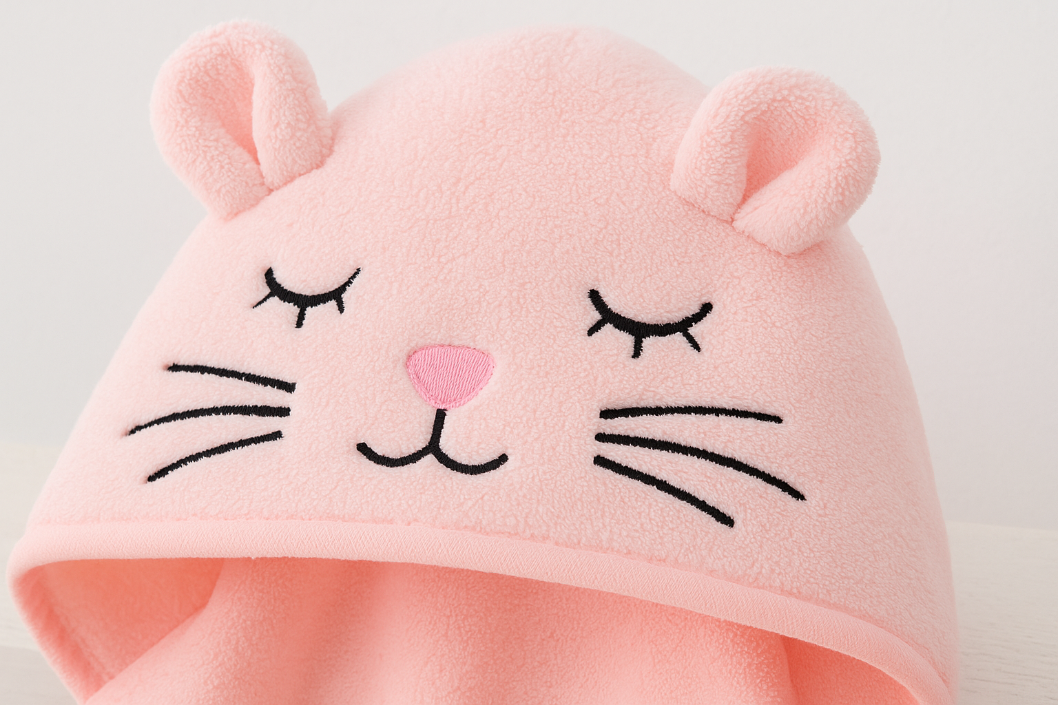 Полотенце-плед детское с капюшоном Котик микрофибра 80х80 см Розовый (DP-796-51/pink) - фото 4