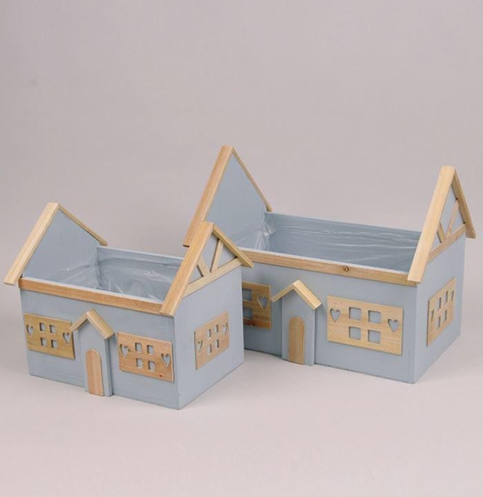 Комплект дерев'яних кашпо Будиночок 2 шт. (45862) Комплект дерев'яних кашпо Будиночок 2 шт. (45862)