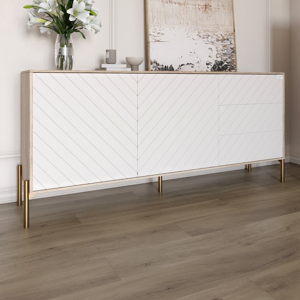 Комод Lion Амарант 158,5x39x77 см Дуб Сонома/Белый (LION-041951)