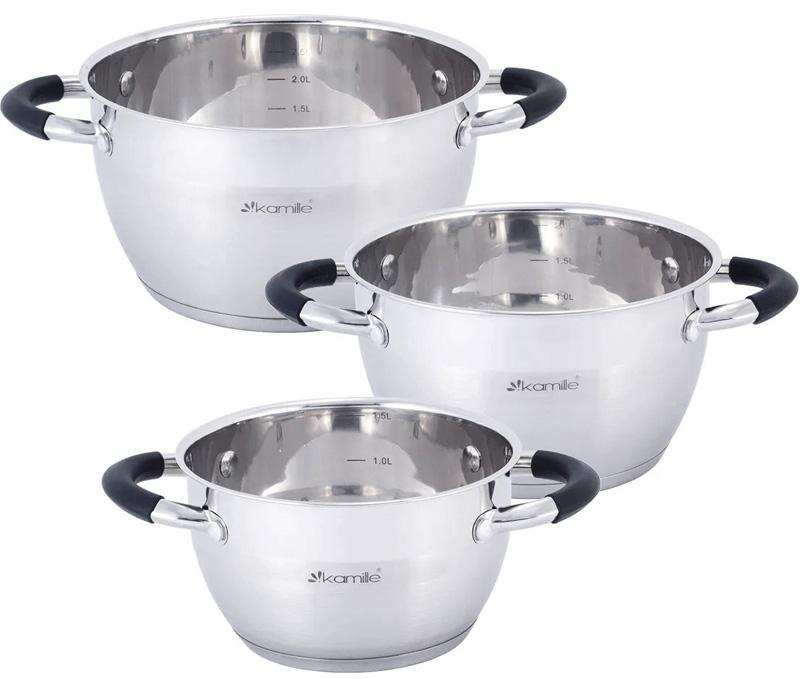 Набір каструль Kamille Marsaili із силіконовими ручками 1,8/2,5/3,5 л - фото 2 Набір каструль Kamille Marsaili із силіконовими ручками 1,8/2,5/3,5 л - фото 2