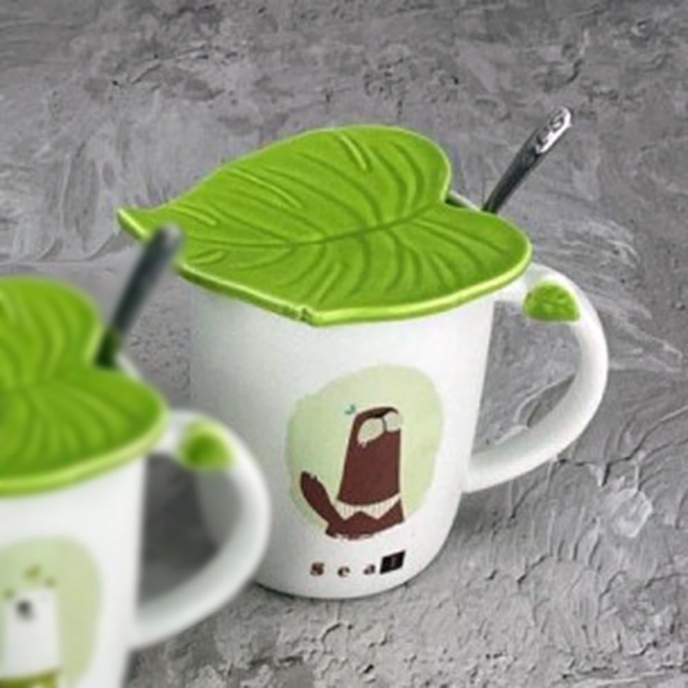 Кружка Зеленый лист/Тюлень с крышкой и ложкой 350 мл (21-тюлень-O8030-57) - фото 6 Кружка Зеленый лист/Тюлень с крышкой и ложкой 350 мл (21-тюлень-O8030-57) - фото 6