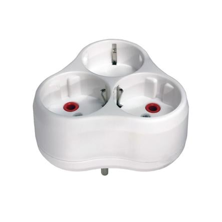 Розгалужувач трійник із заземленням Neomax NX1014 Білий