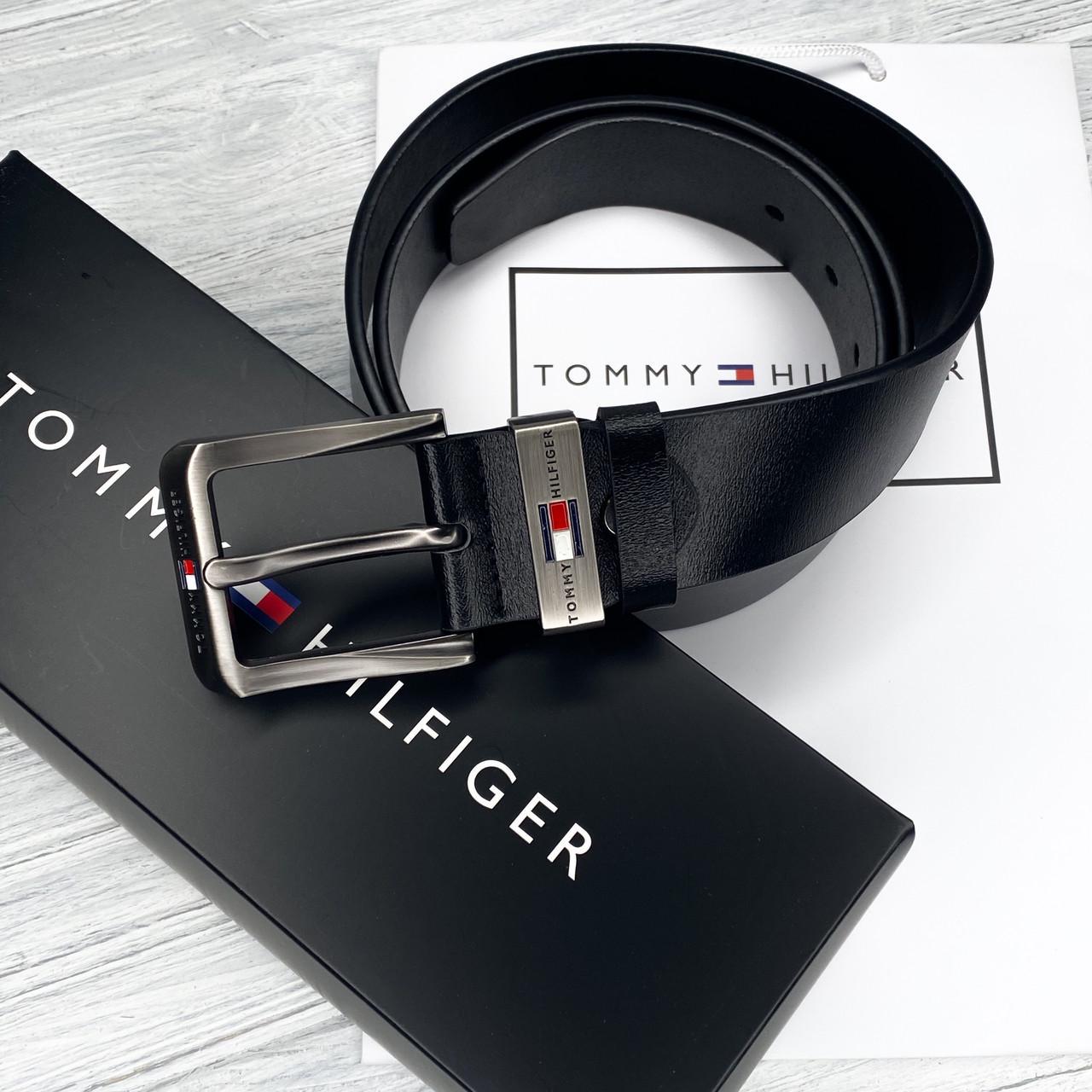 Ремінь чоловічий шкіряний брендовий Чорний (012 PTR)