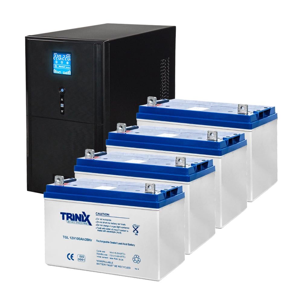 Комплект резервного питания Kraft UPS PSW-3000VA LCD 2400W 48V и аккумулятор Trinix GEL 100 Ah 4 шт. (42-00064-5)