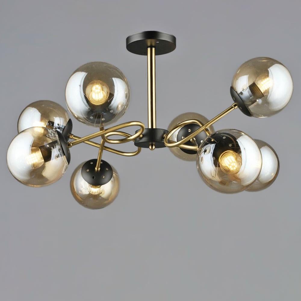 Люстра молекула потолочная Light House SRS-20393/8 плафоны янтарные Черный/Медь