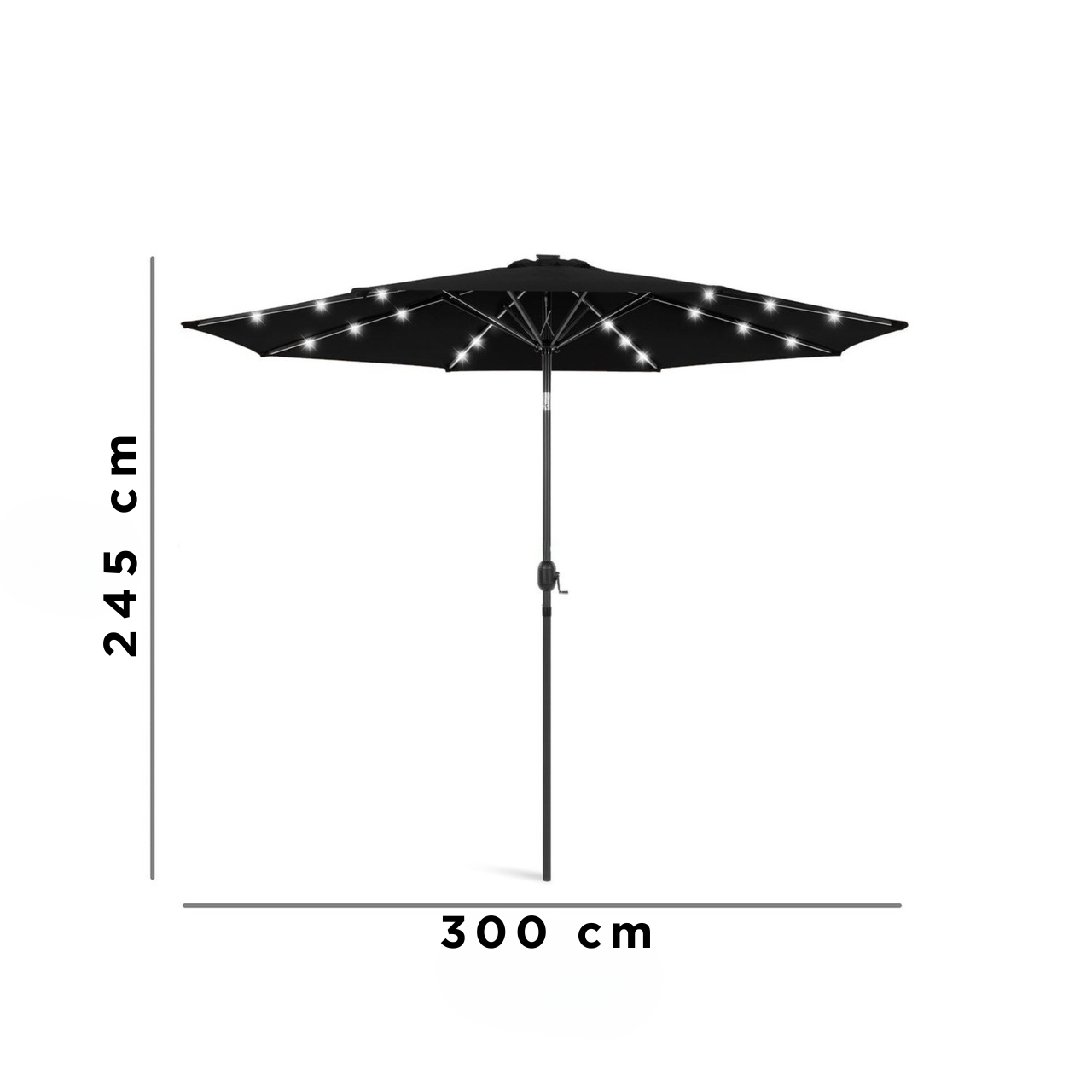 Садовый зонт круглый с регулируемым углом наклона WCG с LED-подсветкой солнечной панелью и чехлом 3 м Черный (W-7016BL1) - фото 10 Садовый зонт круглый с регулируемым углом наклона WCG с LED-подсветкой солнечной панелью и чехлом 3 м Черный (W-7016BL1) - фото 10