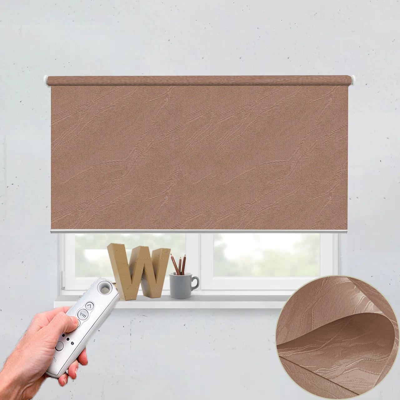 Рулонная штора автоматическая Wenster Вода 1827 120х400 см с электродвигателем Коричневый (i194219811)