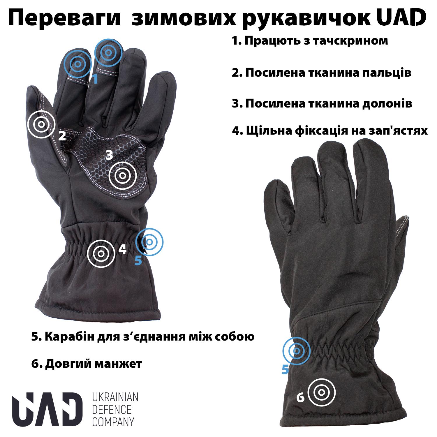 Перчатки военные зимние UAD Perun SoftShell Черный (UAD0026M) - фото 3