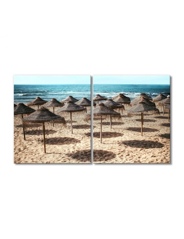 Картина модульная Пляж с зонтиками 2 модуля 120x180 см - фото 1