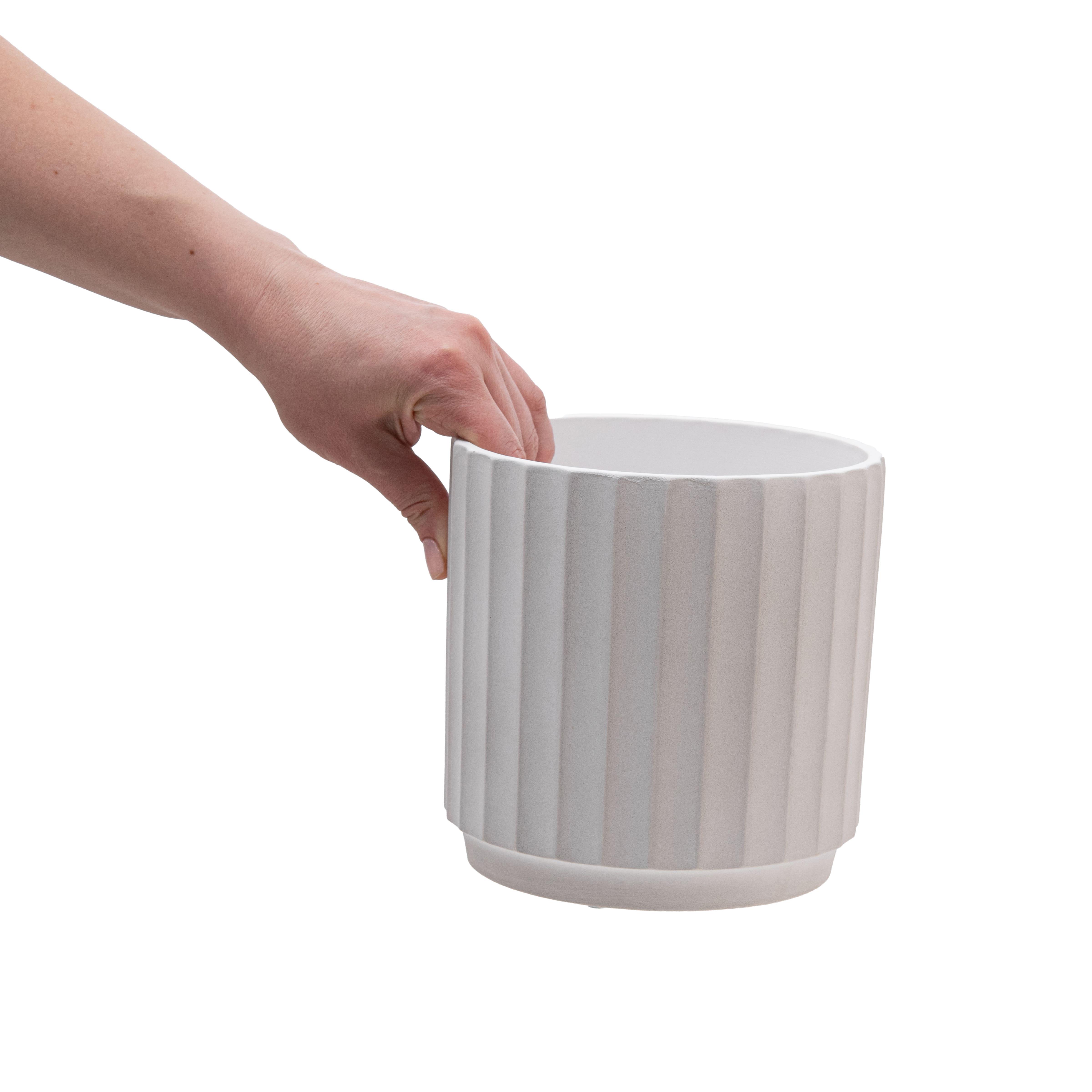 Кашпо для цветов керамическое elemi Грань круглый 2,4 л Белый (УТ-00094970) - фото 6