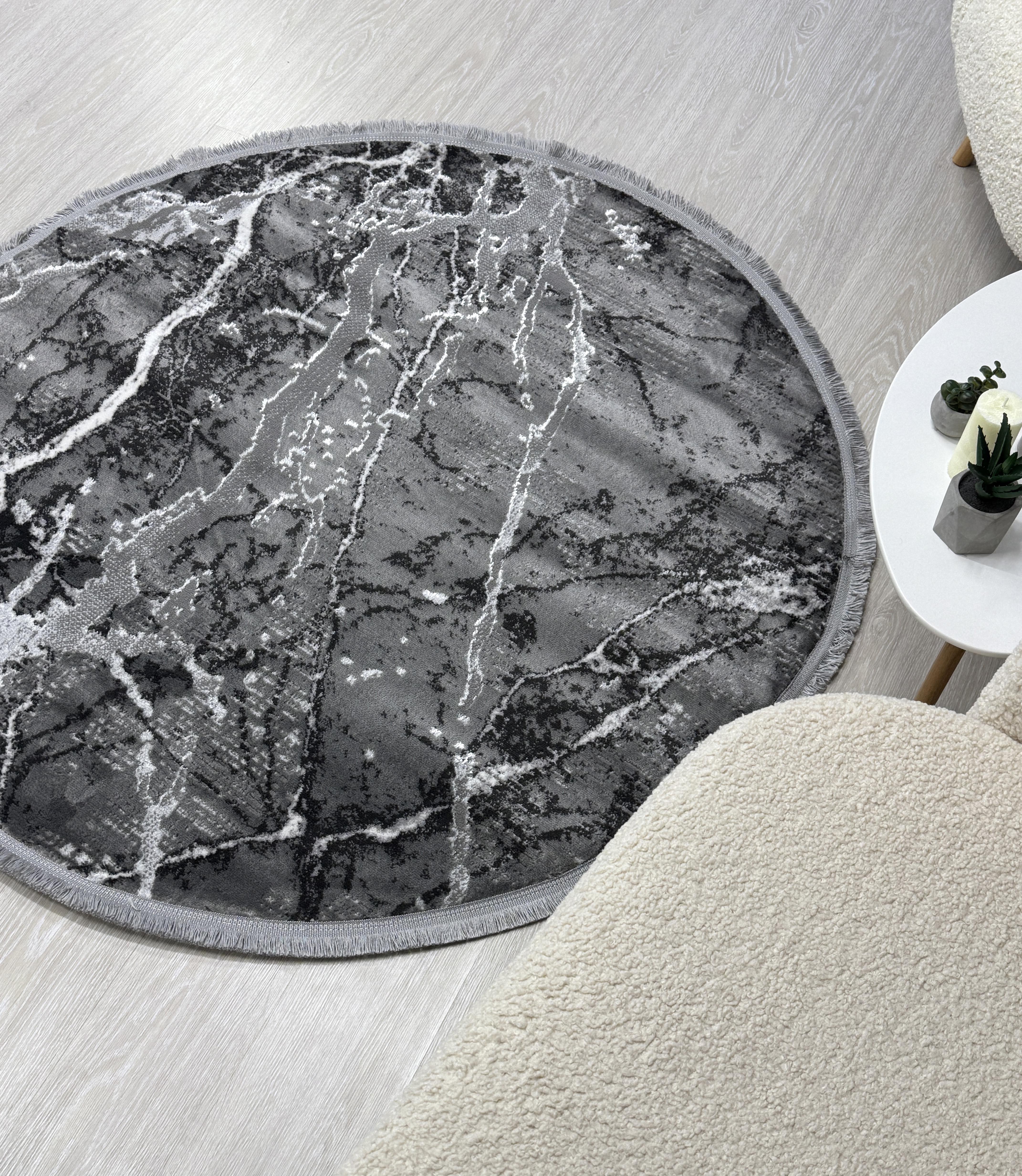 Ковер Mars с невысоким ворсом 200x200 см круг Антрацитовый (4640AA/KGS13) - фото 4 Ковер Mars с невысоким ворсом 200x200 см круг Антрацитовый (4640AA/KGS13) - фото 4