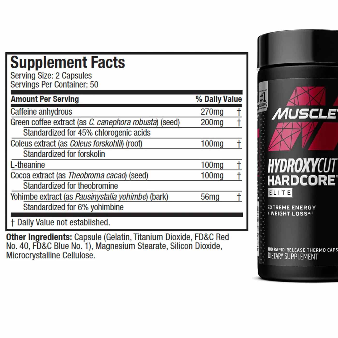 Жироспалювач MuscleTech Hydroxycut Hardcore Elite 100 сaplets - фото 3