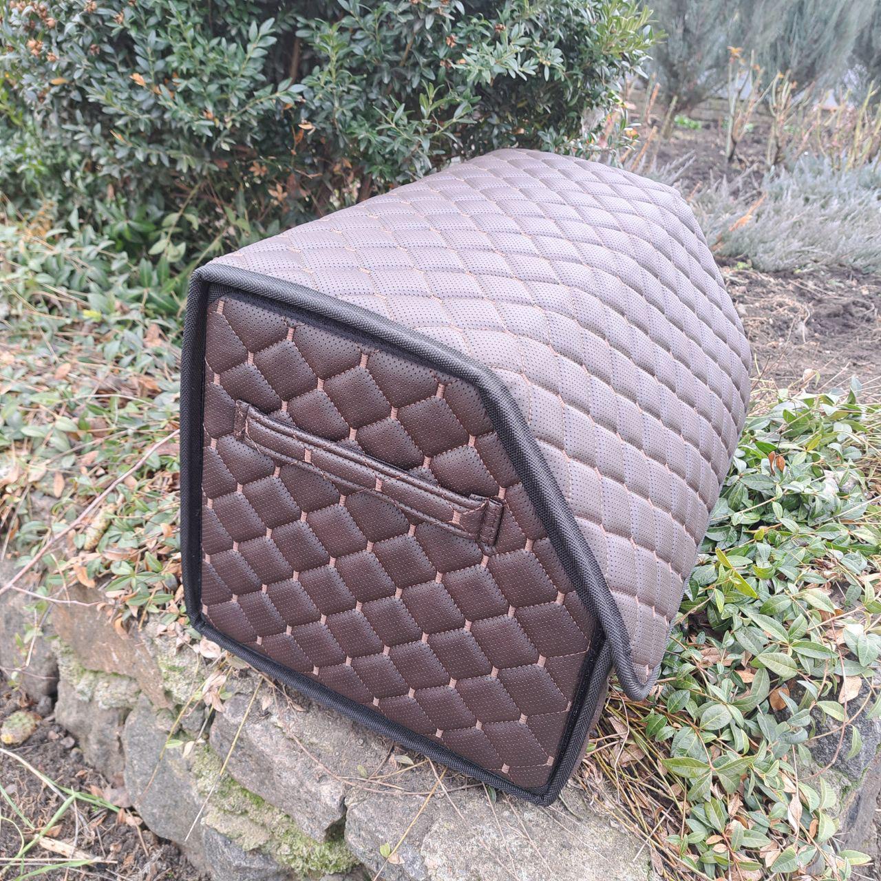 Органайзер автомобильный в багажник с перфорированной эко-кожи M 50x30x30 см Коричневый (f16430fc) - фото 3 Органайзер автомобильный в багажник с перфорированной эко-кожи M 50x30x30 см Коричневый (f16430fc) - фото 3