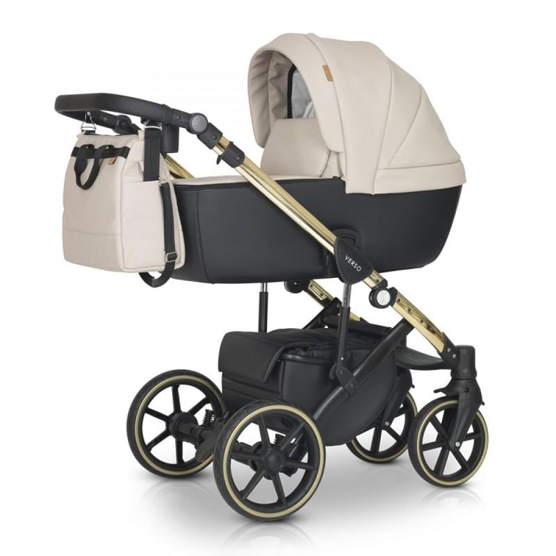 Коляска Verdi Verso Gold универсальная 3в1 с автокреслом сумкой и дождевиком Бежевый