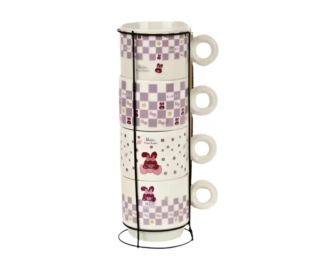 Чашки Stenson R32761 Hello керамика на подставке 250 мл 4 шт. (610172)