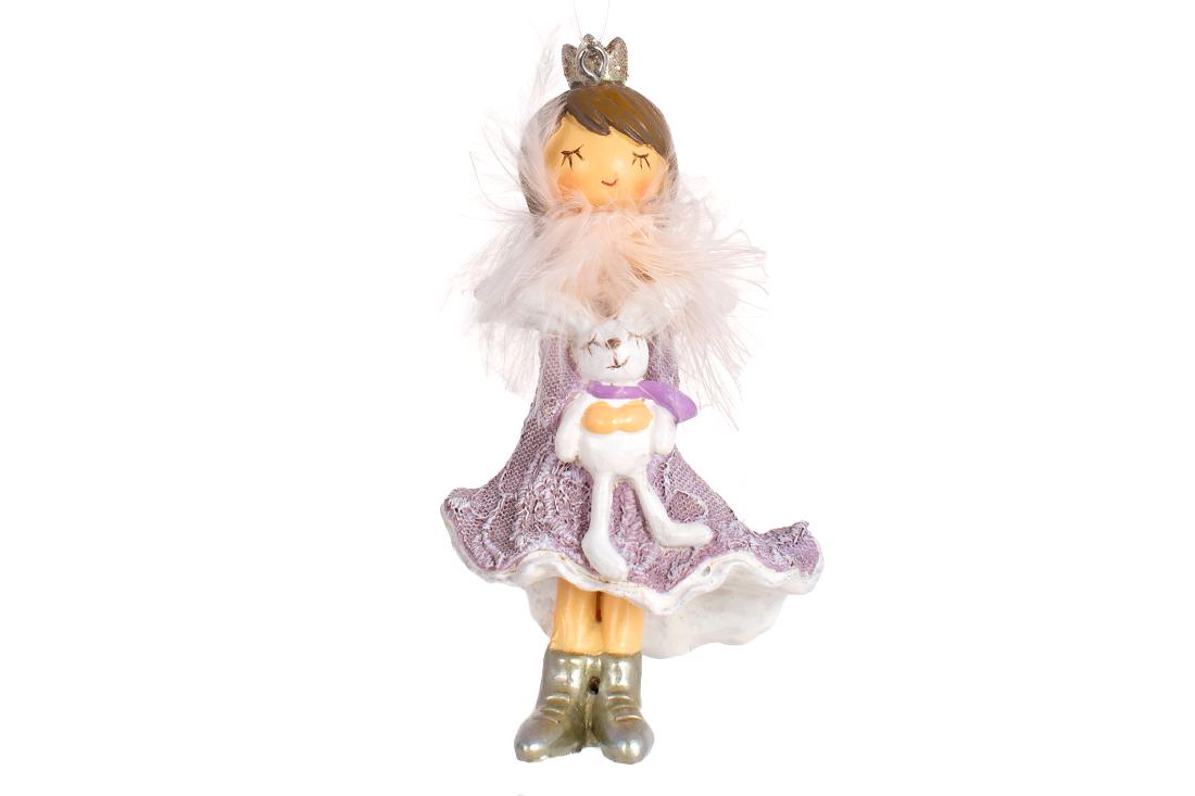 Фигурка новогодняя подвесная BonaDi Принцесса с зайкой (831-410)