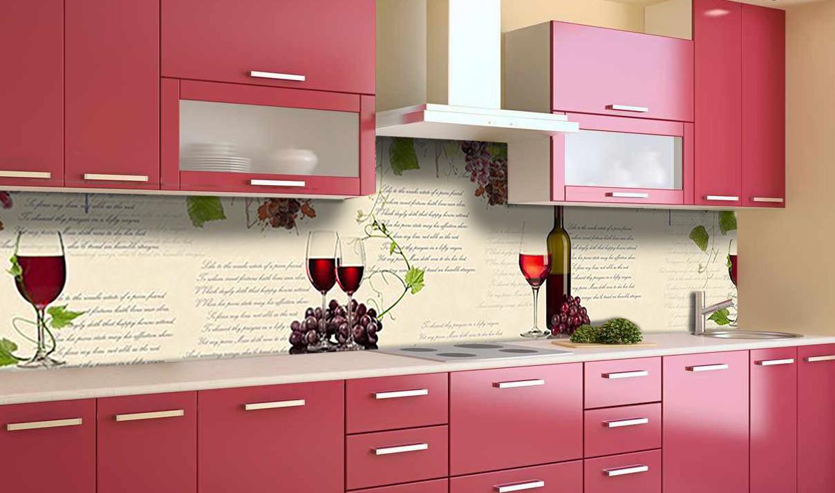 Кухонный фартук Виноград и лоза с самоклеющейся виниловой пленки 65х250 см Бежевый