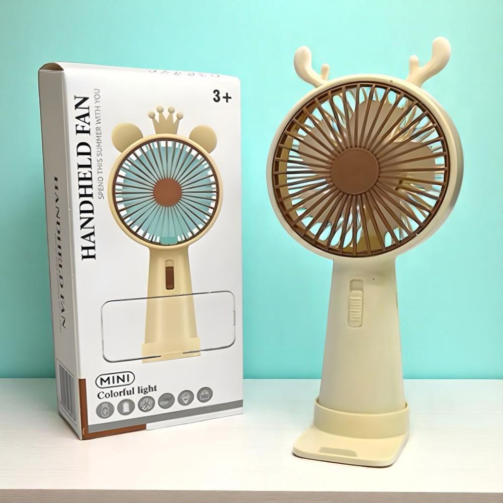 Вентилятор портативний Оленя з ріжками на акумуляторі та USB Бежевий (51-беж-39559) - фото 1 Вентилятор портативний Оленя з ріжками на акумуляторі та USB Бежевий (51-беж-39559) - фото 1