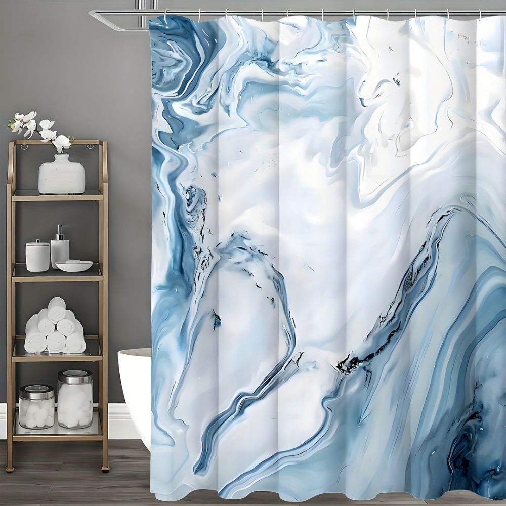 Шторка для ванной и душа с крючками водоотталкивающая высококачественная 180x180 см