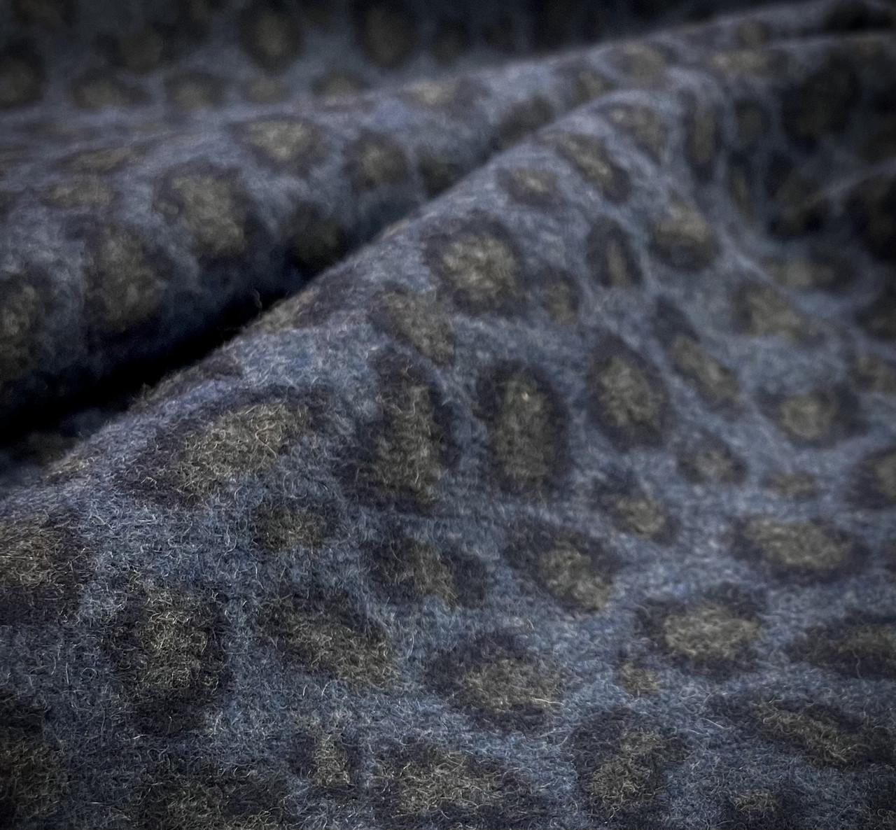 Ткань пальтовая шерсть Леопард Темно-синий (24478898) - фото 2 Ткань пальтовая шерсть Леопард Темно-синий (24478898) - фото 2