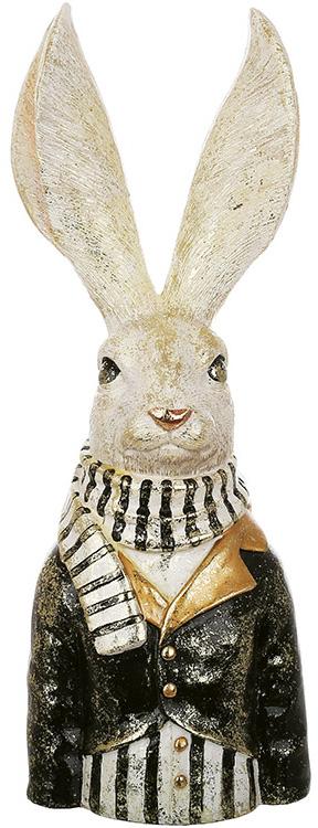 Статуетка декоративна Кролик бюст в чорному піджаку 41 см