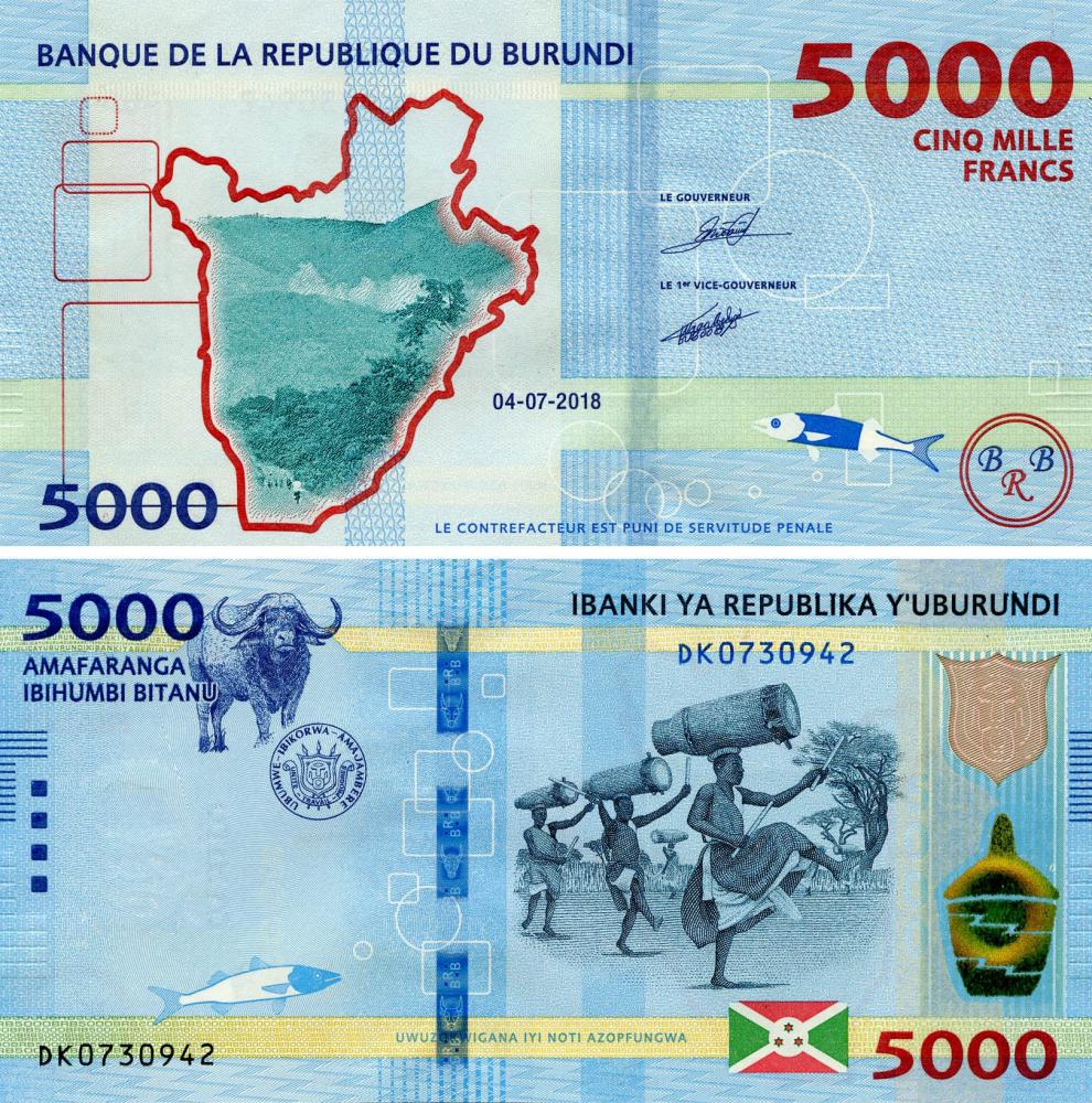 Коллекционная банкнота Бурунди 5000 франков 2018 UNC P53 (Б18111)
