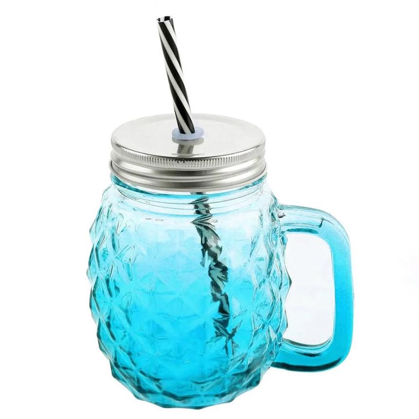 Чашка-банка скляна Ананас з кришкою і трубочкою 500 мл Блакитний (OS-K9480B) - фото 5 Чашка-банка скляна Ананас з кришкою і трубочкою 500 мл Блакитний (OS-K9480B) - фото 5