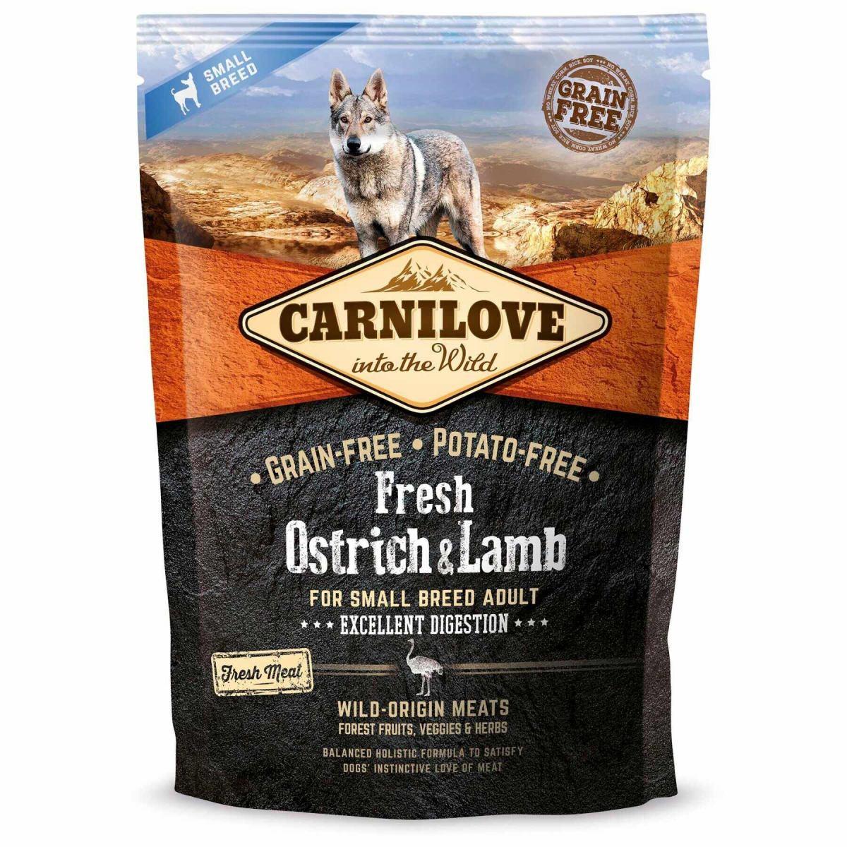 Сухий корм для дорослих собак дрібних порід Carnilove Fresh Ostrich&Lamb 1,5 кг