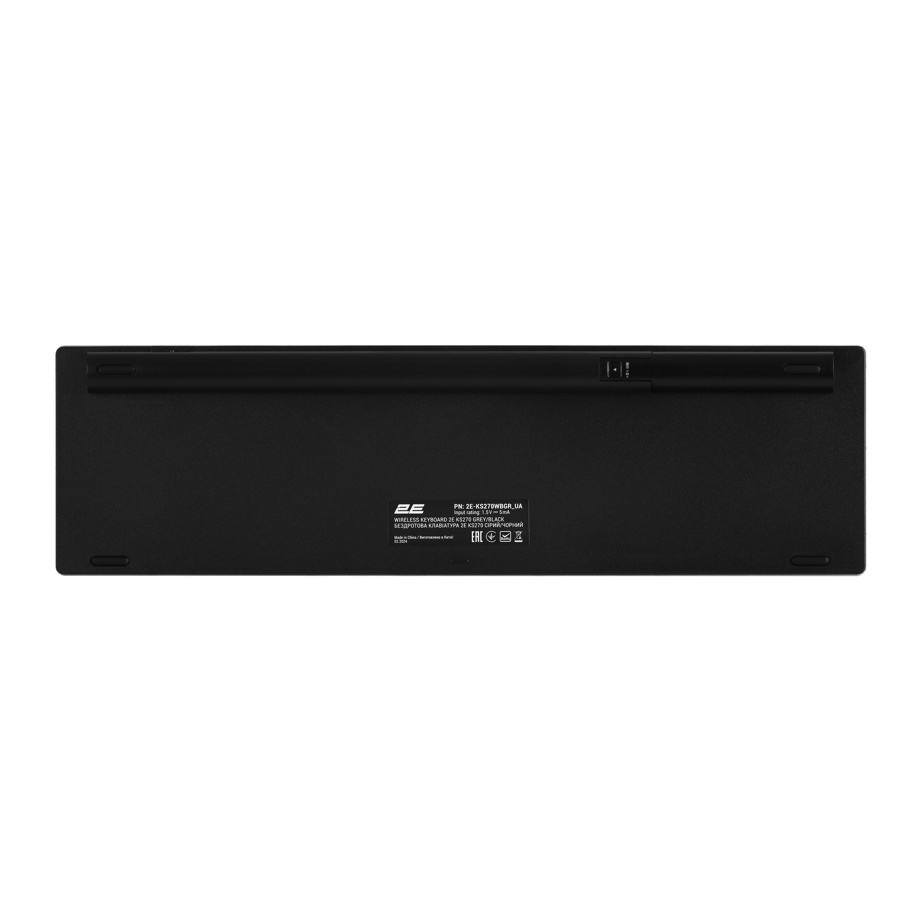 Клавиатура ножничная беспроводная 2E KS270 с металлической панелью Серый/Черный (2E-KS270WBGR_UA) - фото 4 Клавиатура ножничная беспроводная 2E KS270 с металлической панелью Серый/Черный (2E-KS270WBGR_UA) - фото 4