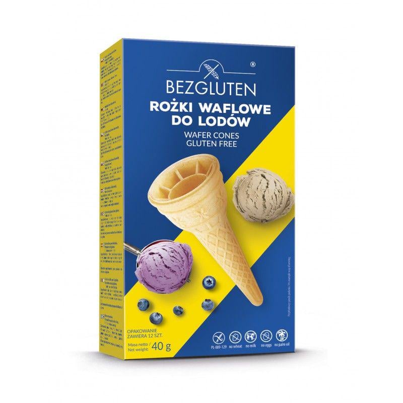 Вафельные рожки для мороженого без глютена Bezgluten 40 г 12 шт. (5906720573952) - фото 1