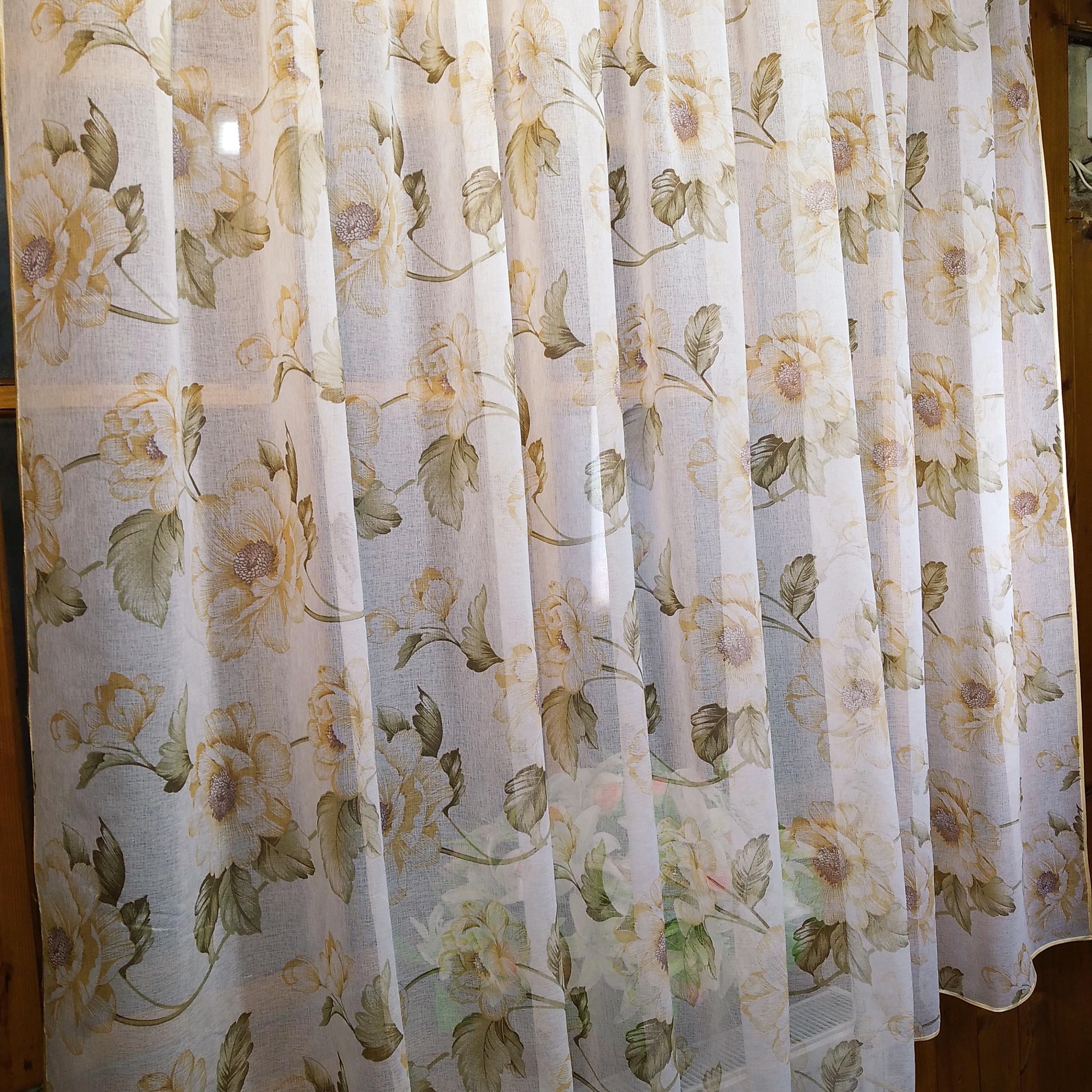 Занавеска короткая готовая Классик Пиония желтая - фото 2 Занавеска короткая готовая Классик Пиония желтая - фото 2