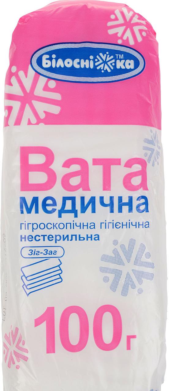 Вата медична гігроскопічна нестерильна Білосніжка зигзагоподібна 100 г (602767922)