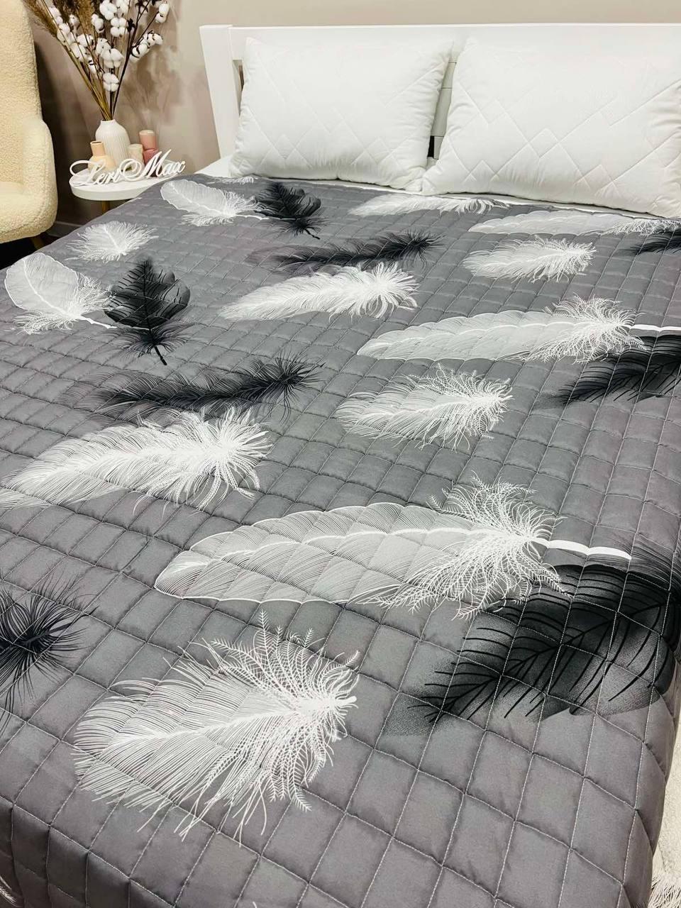 Покривало стьобане на ліжко Євро 200х220 Сірий (Д-al-st-pl-002) - фото 2