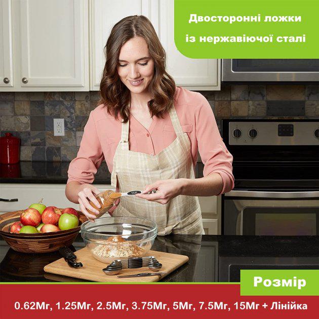 Набір магнітних мірних ложок Spring Chef 8в1 двосторонні з нержавіючої сталі Чорний - фото 3