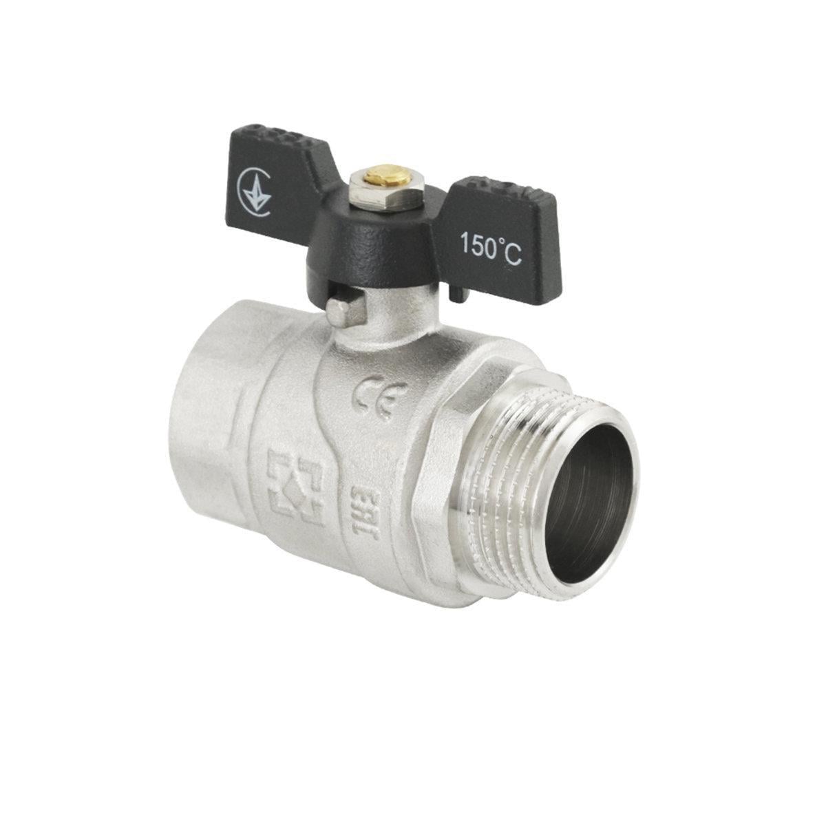 Кран шаровый Raftec PN40 НВ бабочка 1" Black (51260)