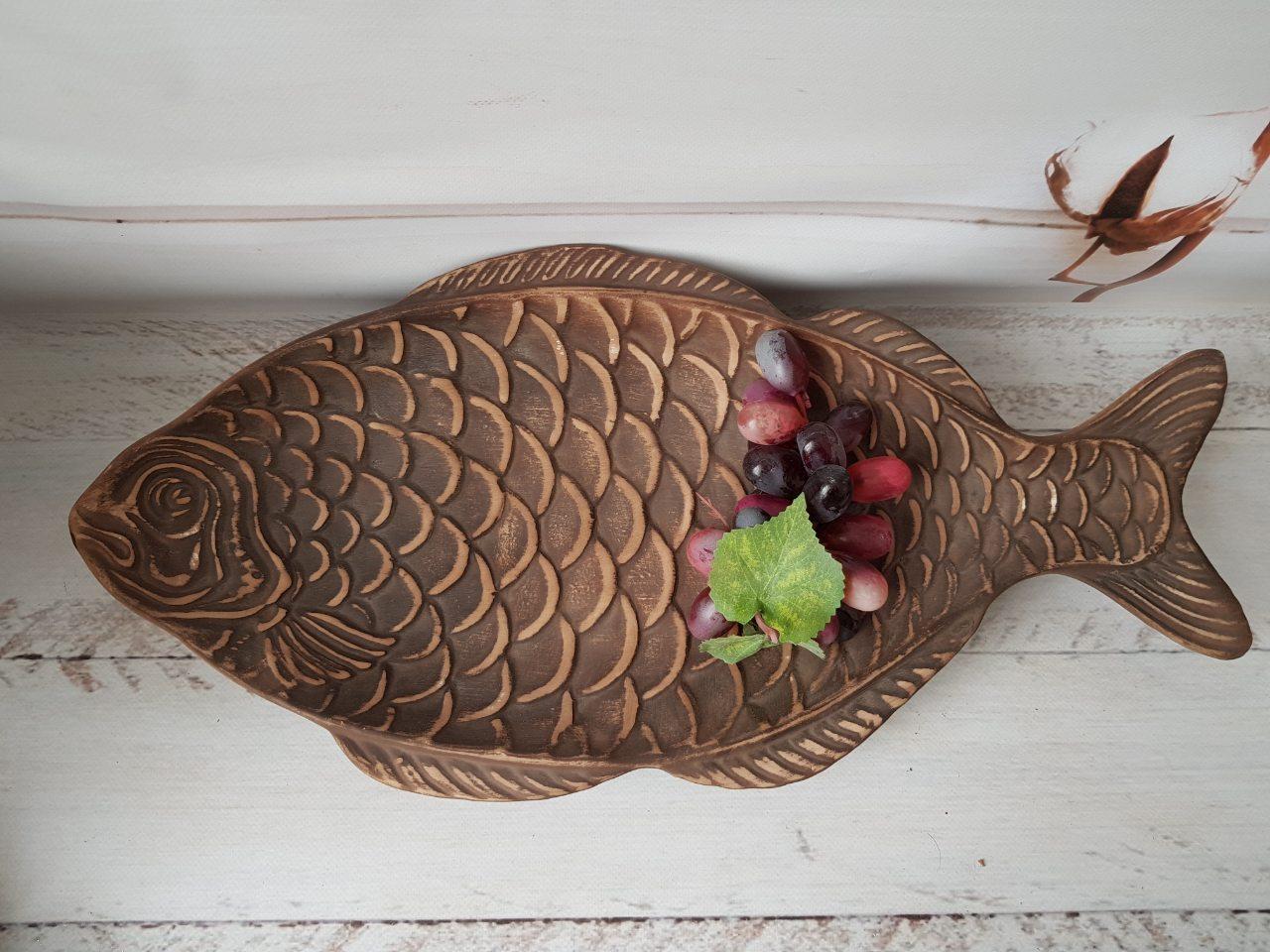 Блюдо для рыбы из красной глины 50 см (862142965) - фото 2